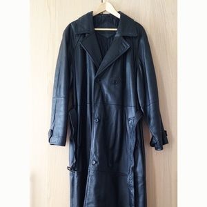 Bostonian Men's Black Leather Trench Coat size M